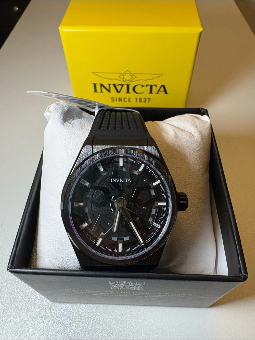 Invicta Black Men's Skeleton Dial Sport Watch 46mm